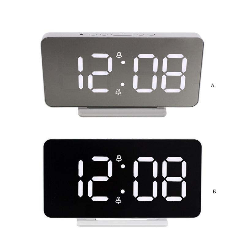 Modern LED Digital Clock Date Time Temperature Display Dimmable Backlights 2 Alarms Snooze Function USB Port 5V