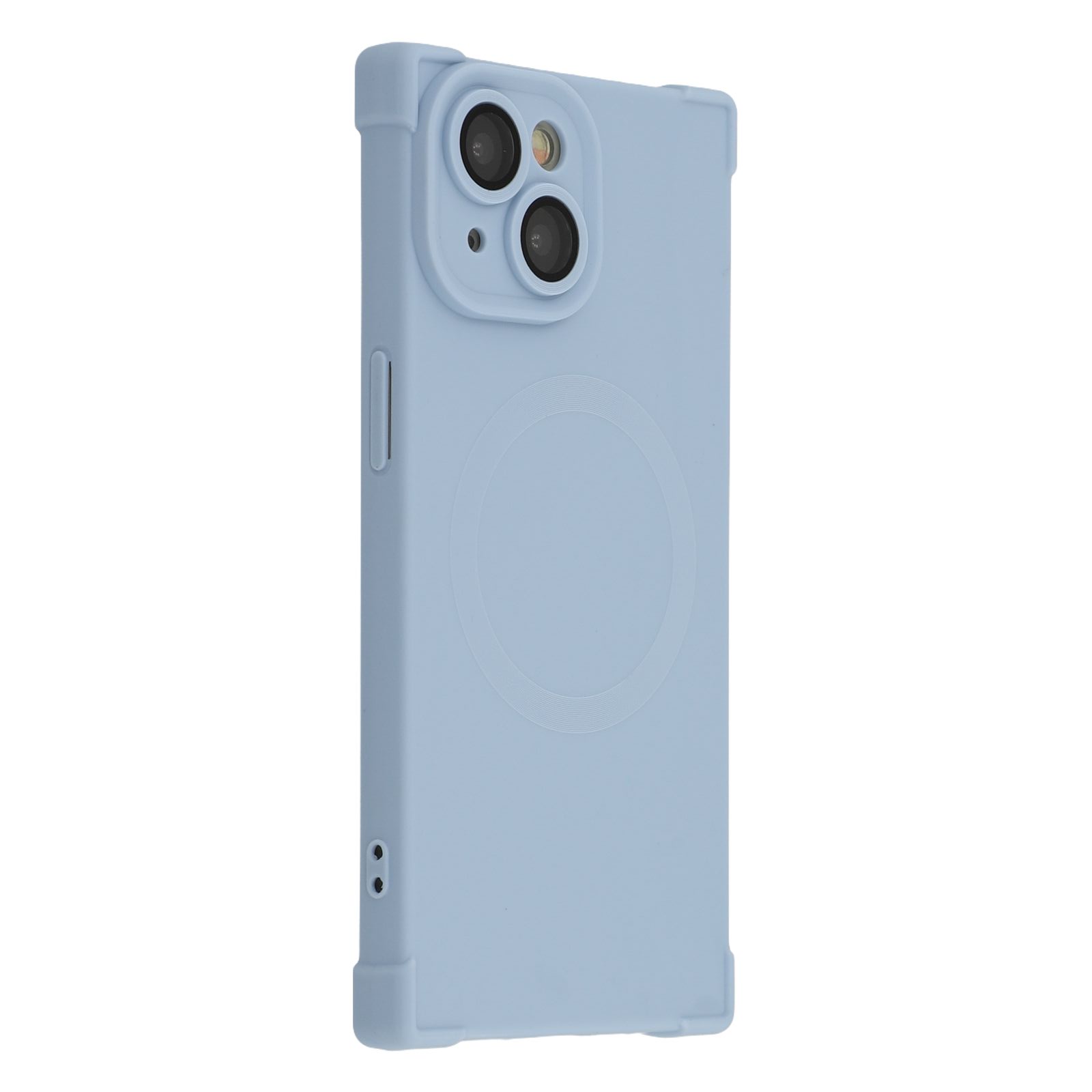 

For iPhone 15 Case Compatible with MagSafe Straight Edge TPU Phone Cover with Camera Lens Protector Blue