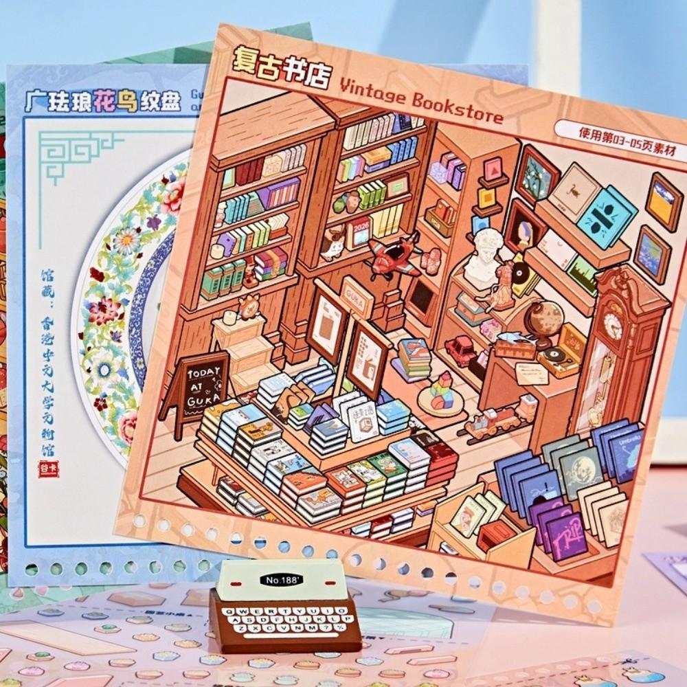 Supermarket Scene 3D Sticker Book PET Stacking Stickers New Pocket Sticker Book  DIY Activity