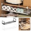 Adjustable Shoe Rack | Space-Saving Layered Organizer For Home Shoe Cabinets | Under-Shelf Shoe Holder With Hanging Basket
