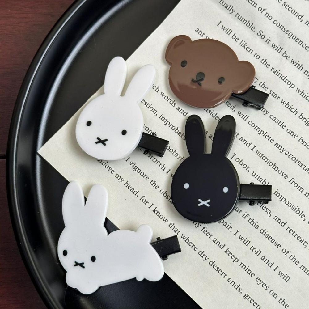 Cute Miffy Kawaii Hairpin Brown Bangs Clip Sweet Cartoon Head Accessories Student Girl Birthday Christmas Gifts
