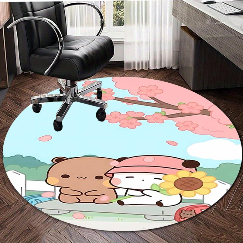 1pc Yier BuBu Bear1 Design Printed Area Round Carpet for Bedroom Living Room Home Decor Rugs Mat Non Slip Mat Rug for Bedside