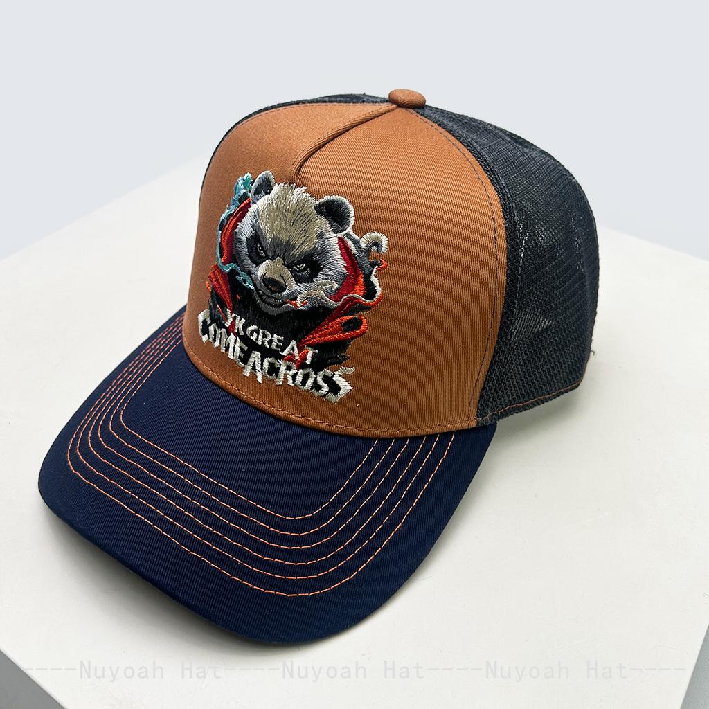 And Women Color Contrast Hip-Hop Embroidered Panda Letter Prints Baseball Caps Sun Protection Personalized Air Permeable Trucker Caps All-Match