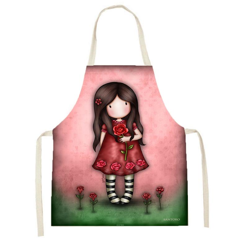 Vaření Pečicí olej a skvrny Kuchyňská zástěra Kreslená Roztomilá dívčí zástěra Zástěra na večeři Dámská zástěra na čištění lněných látek