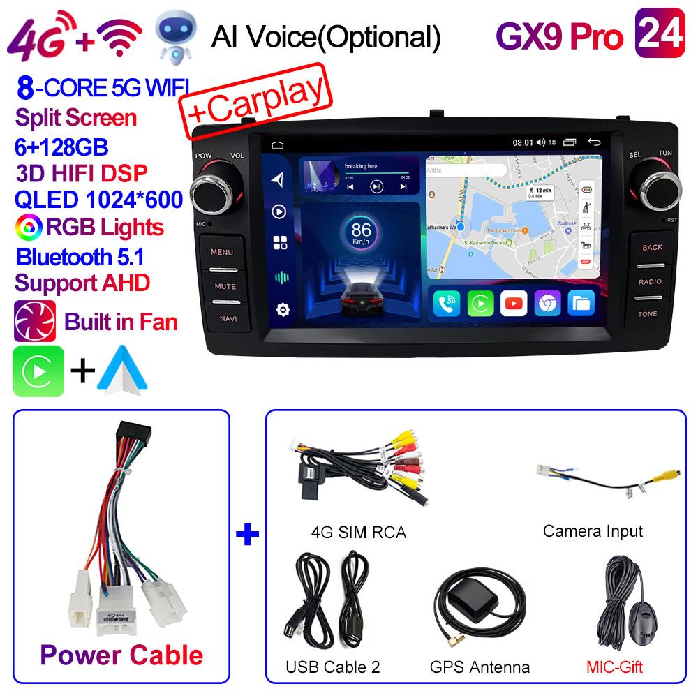 2din Android 12 Wireless CarPlay Android Auto Car Radio Multimedia GPS for Toyota Corolla E120 2003-2006 BYD F3 Stereo 4G