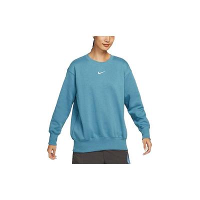 Moletom Casual de Manga Comprida com Gola Redonda e Logotipo de Cor Sólida para Mulheres Azul DQ5734-440