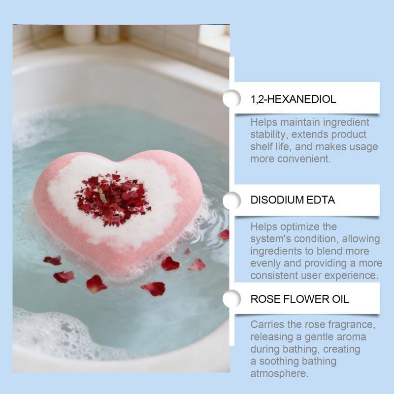 Heart Shower Bath Salt Ball Dried Flower Ease Tension Natural Essential Oil Bubble Bouncy Explosion Bath Ball Clean Bathtub one size