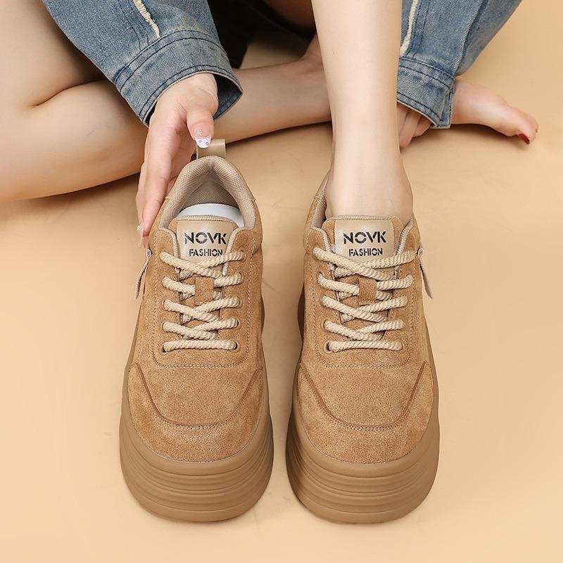 New Autumn Casual Small Design Thick-soled Heightening Shoes Women's Suede Shoes Children's Shoes Versatile and Advanced