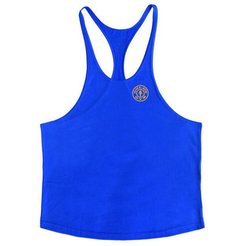 Men's Fitness Cotton Thin Strap Sleeveless T-shirt - Gold Sports Vest