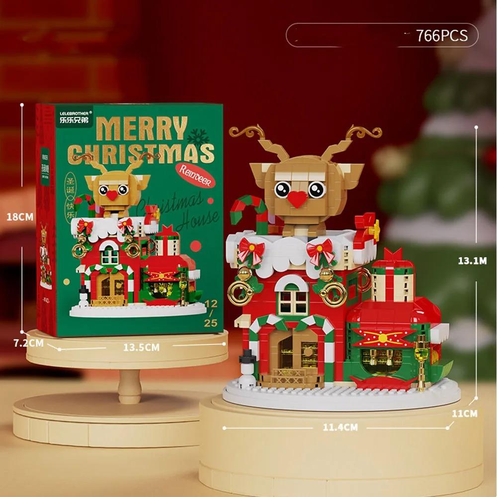 Regali di Natale Serie Micro Blocchi da Costruzione Babbo Natale Renna Puzzle Mattoncini da Assemblare Decorazione da Tavolo Giocattoli Bambini