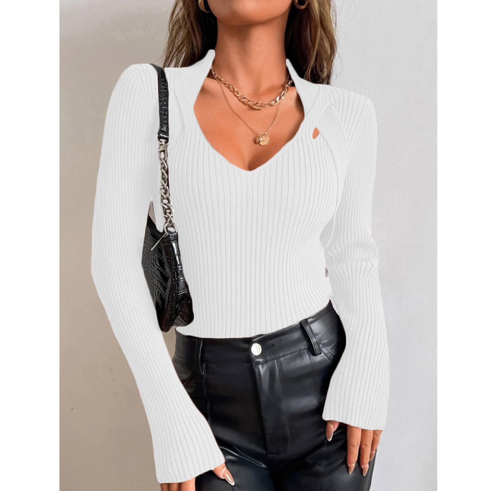 

Женский повседневный однотонный тонкий вязаный свитер на пуговицах с длинными рукавами, базовый свитер XL белый