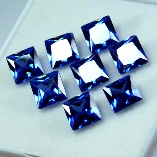 Natural Ceylon Blue Sapphire 6x6 mm Square Cut 20 Pcs Gemstone Lot For Jewelry