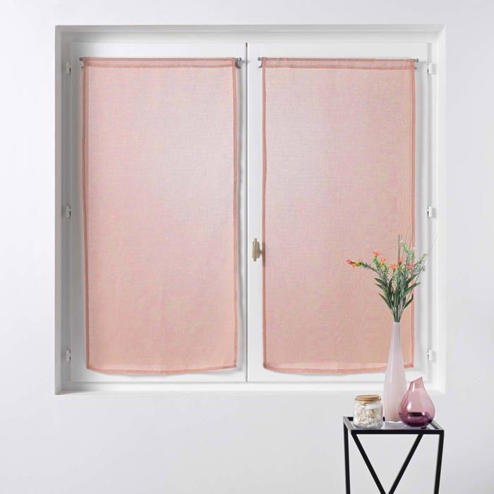 Rideaux Voile - Sandras - 60 x 90 cm - 100% Polyester - Rose