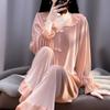 Women Spring Autumn Small Lapel Lace Ruffled Pink Set of Home Wear Outside The New Style Sleepwear French Sweet Velvet Pajama