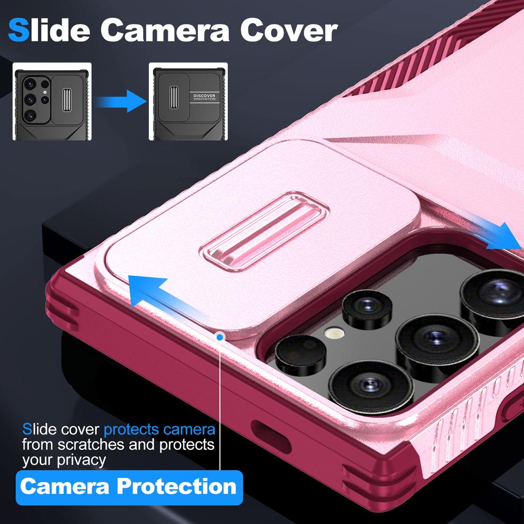 For Samsung Galaxy S24 Ultra Case with Slide Camera Guard PC+TPU Anti-Slip Phone Cover