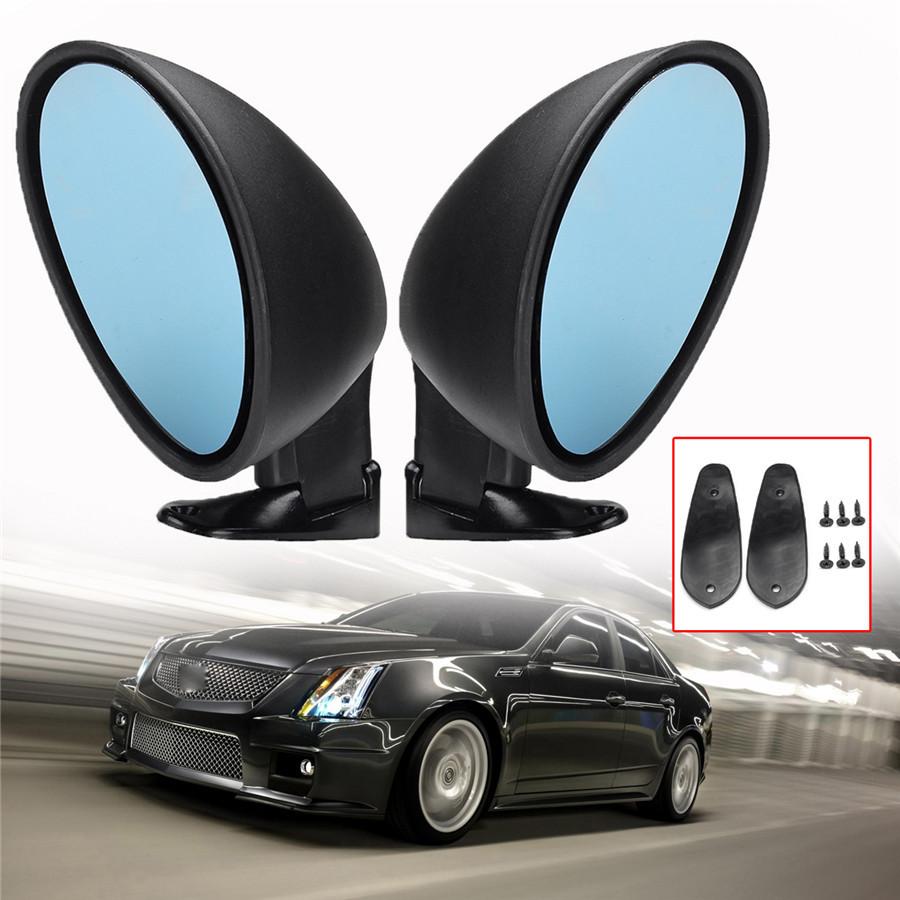 Pair California Classic Style Door Wing Blue Side Mirror Hot Rod Rat Rod Muscle Car Universal Vintage Black