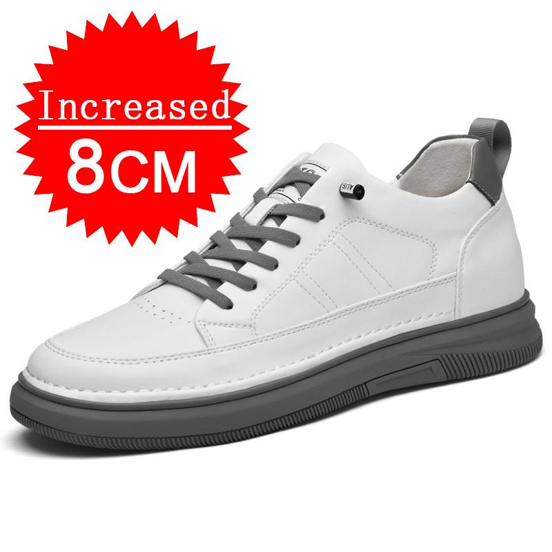 Men Increase 4/6/8CM Genuine Leather Casual Shoes Increas Insole Male Shoes Invisible Inner Height Increas Sneakers Height Shoes