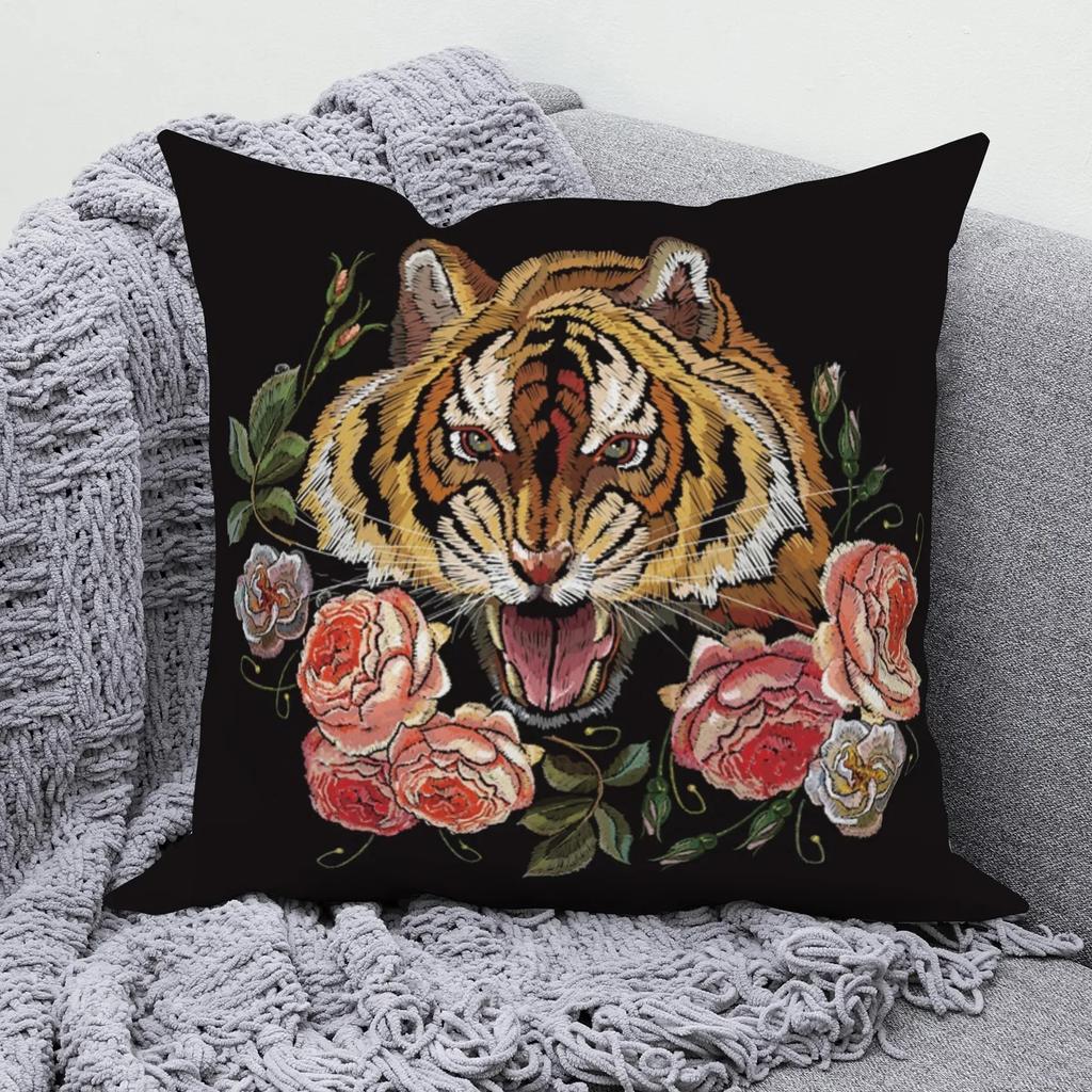 Jungle Tiger Pillowcase Bedroom Home Decoration Living Room Sofa Cushion Cover Car Office Seat Lumbar Cushion Cover