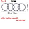 Logo 4 Anelli ABS Griglia Anteriore Auto Emblema Cofano Adesivo Badge Bagagliaio Posteriore Valvola Per Audi A3 A4 B8 8P A5 A6 A7 A8 Q2 Q3 Q5 Q7 Sline