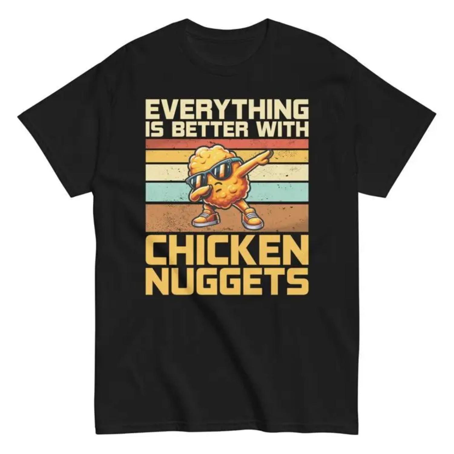 Funny Chicken Nuggets Retro Style T Shirt Everything Is Better With Nugget S чёрный