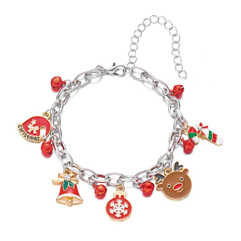 Trendy Handmade Christmas Metal Chain Bracelet for Women Exquisite Santa Claus Snowflake Elk Snowman Bracelet Friendship Jewelry