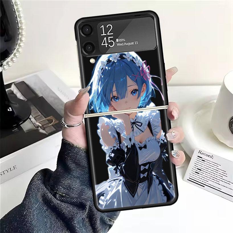 R-Rem Re Zero Anime Cases For Samsung Galaxy Z Flip 4 5 6 7 3 Z Flip7 Flip6 Flip4 Flip5 Flip3 5G Hard Shockproof Fundas Cover