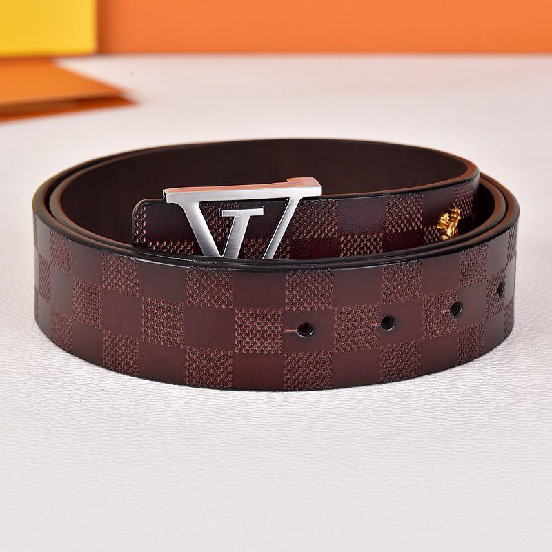 Herren Jugend Gürtel aus echtem Leder mit Karomuster und glatter Schnalle - Stilvoller Rindsleder Hüftgürtel für trendige Looks