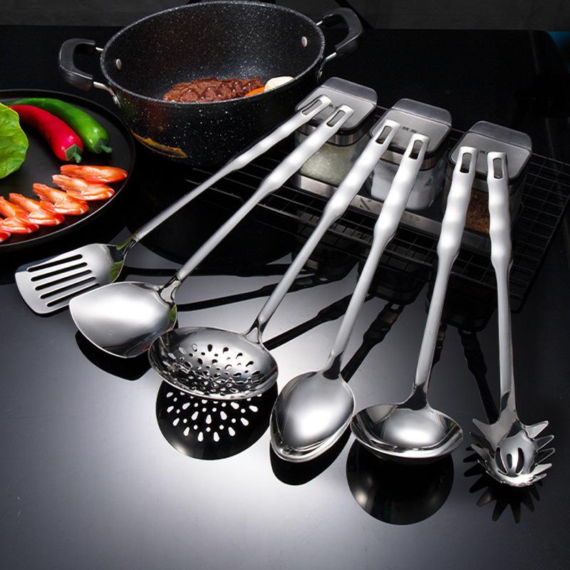 Verdicktes Edelstahl Kochlöffel- und Pfannenwender-Set Haushalt Küchen Topf Pfannenwender Bratwender Reislöffel, Suppenlöffel, Sieb, Küchenutensilien