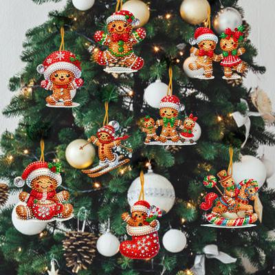 8Pcs Acrylic Special Shaped Xmas Theme Diamond Painting Hanging Decorations Rhinestone Diamond Art Window Pendants for Beginner