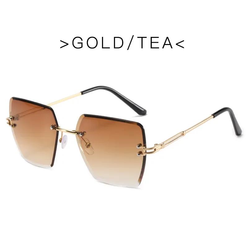 Fashion Oversized Rimless Sunglasses Women Famous Luxury Brand Design Sexy Vintage Lady Summer Style Sun Glasses