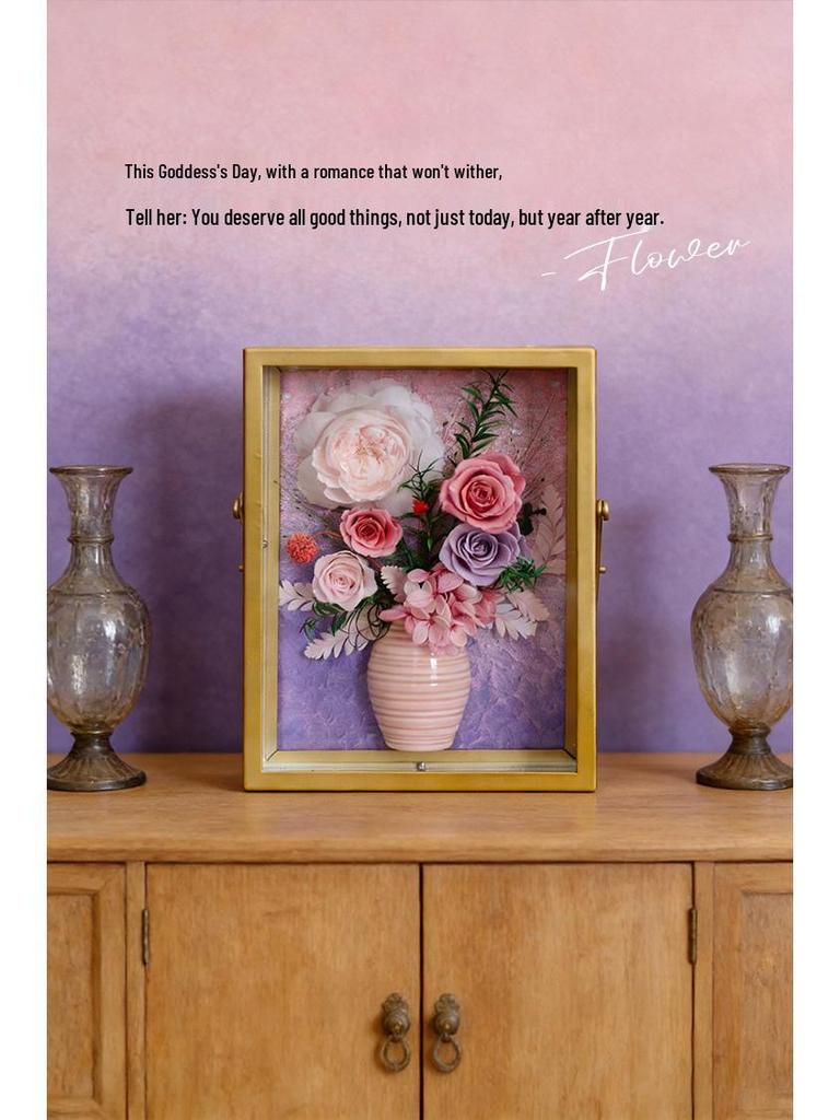 Everlasting Rose Vase & Frame - 3D Floral Gift for Mother's Day, Birthdays & Home Decor