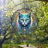 2D Metal Wind Spinner Mysterious Magic Cat Design Outdoor Garden Balcony Decor Dynamic Wind Chime for Autumn Halloween Holiday Gift
