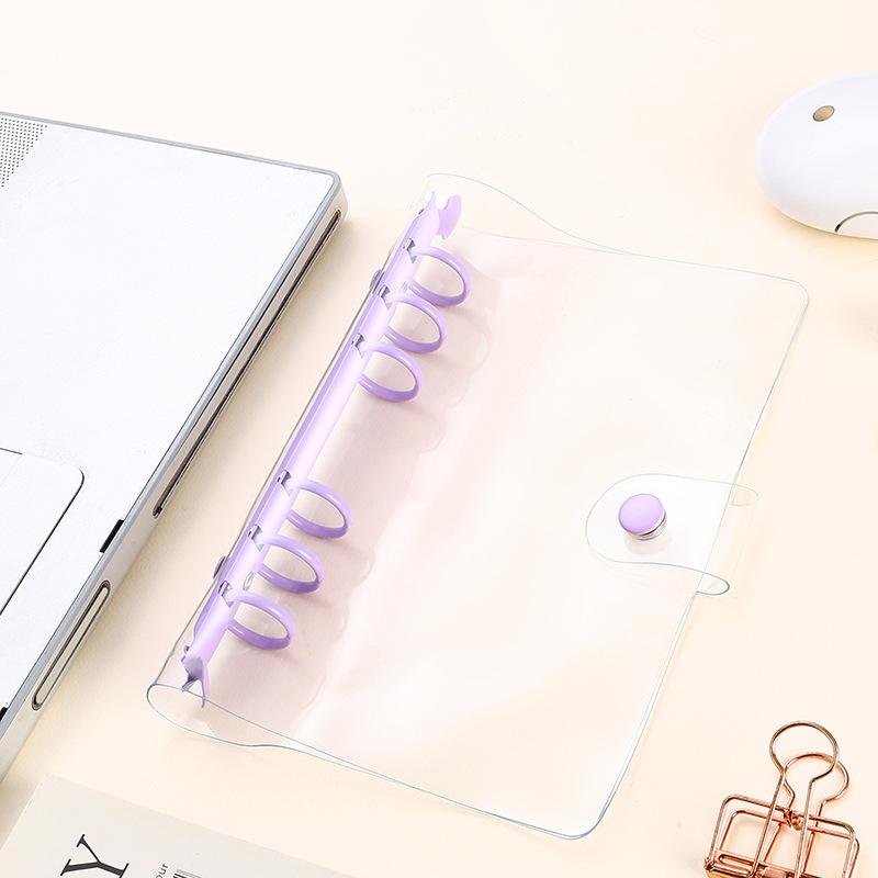 Lightweight Pvc Loose-Leaf Shell 6 Holes A6 Transparent Loose-Leaf Shell, Color Clip, Simple Candy Color Album Shell