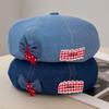 Denim Beret Hat For Women With Bowknot And Star Pattern Summer Fall Chic Style