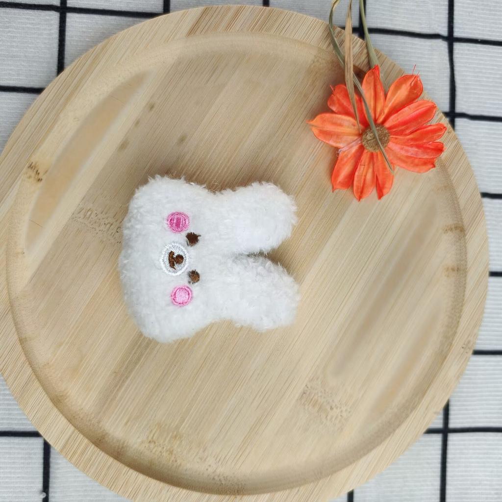 Korean Version of Cartoon Rabbit Plush Brooch Cute Blush Rabbit Keychain Doll Animal Doll Brooch Small Gift
