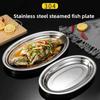 Household Food Dinner Steamed Shallow Plate Dishes Kitchen Tableware Dinnerware304 Stainless Steel Oval Fish Plates