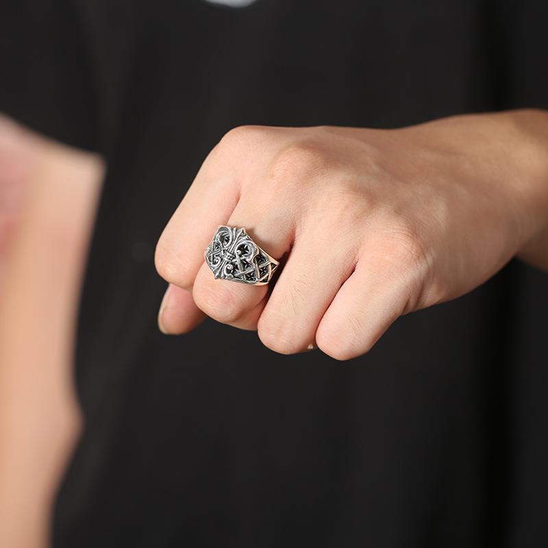 Men's Vintage Opening Punk Wind Anchor Personality Mechanical Hip Hop Trend Thai Silver Single Ring