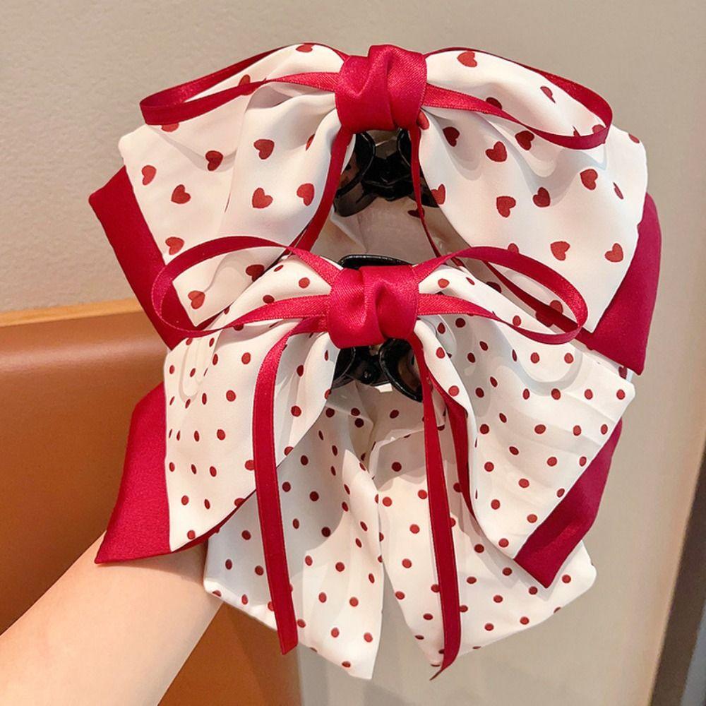 Bow Ponytail Buckle Clip Korean Style Princess Hair Claw Cute Sweet Bow Hair Clip  Girls