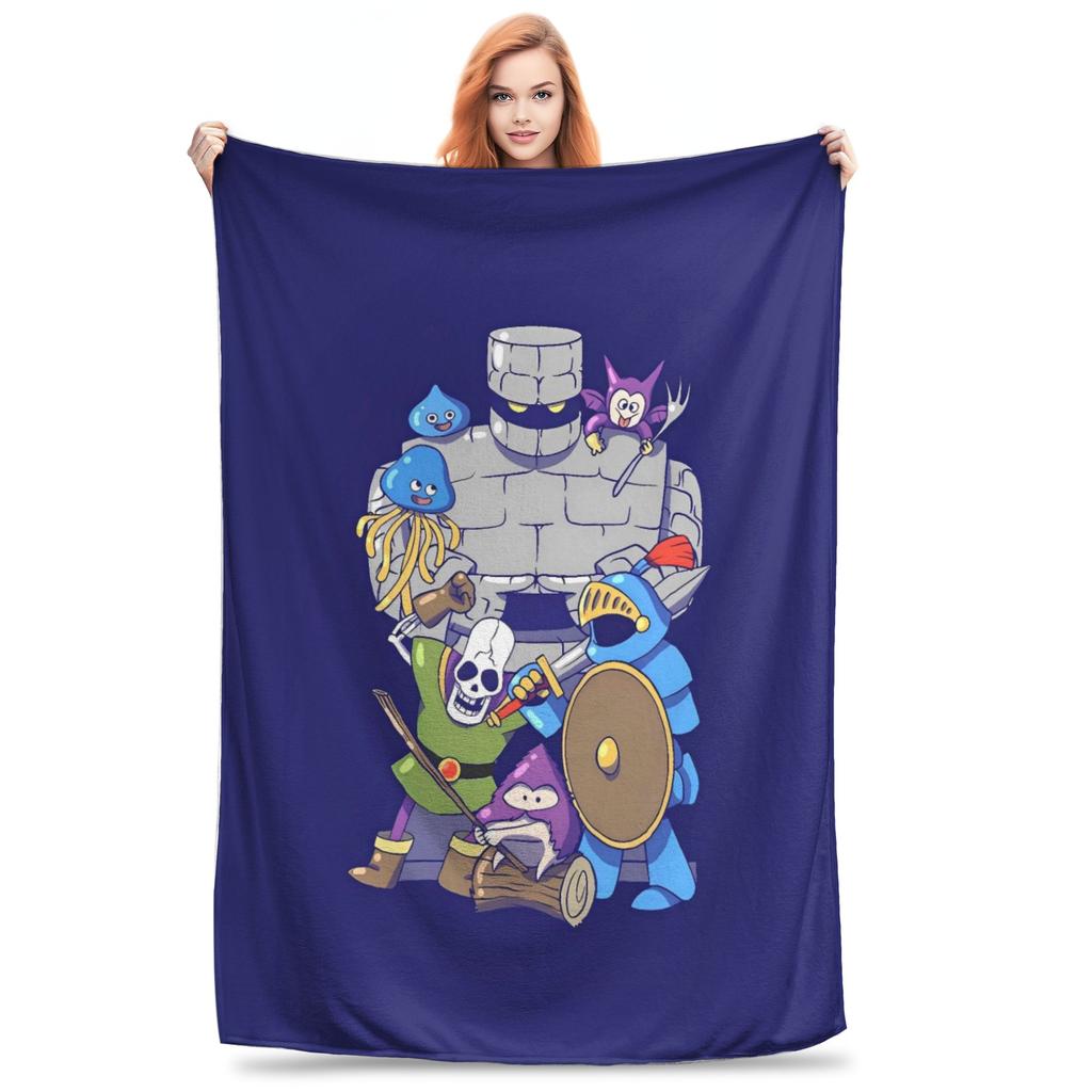 D-Dragon Quest Slime Plush Blankets Kids  Flannel Throw Blanket For Couch Chair Sofa Bed Warm Custom Quality Bedspread Gift Idea