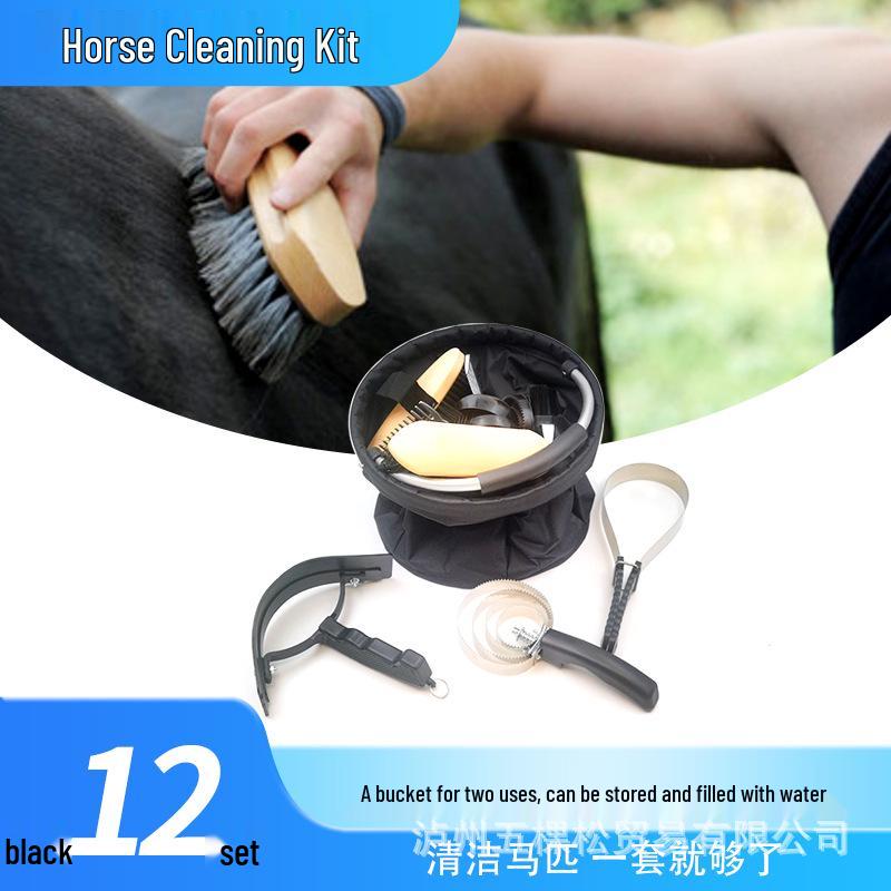 Kit di pulizia per finimenti da cavallo: Attrezzi per la cura del cavallo con secchio