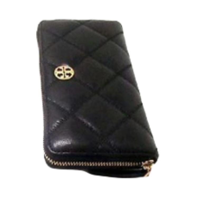 Tory Burch Willa Metal Logo Surround Zip Leather Wallet Women wallet Black 159228-001