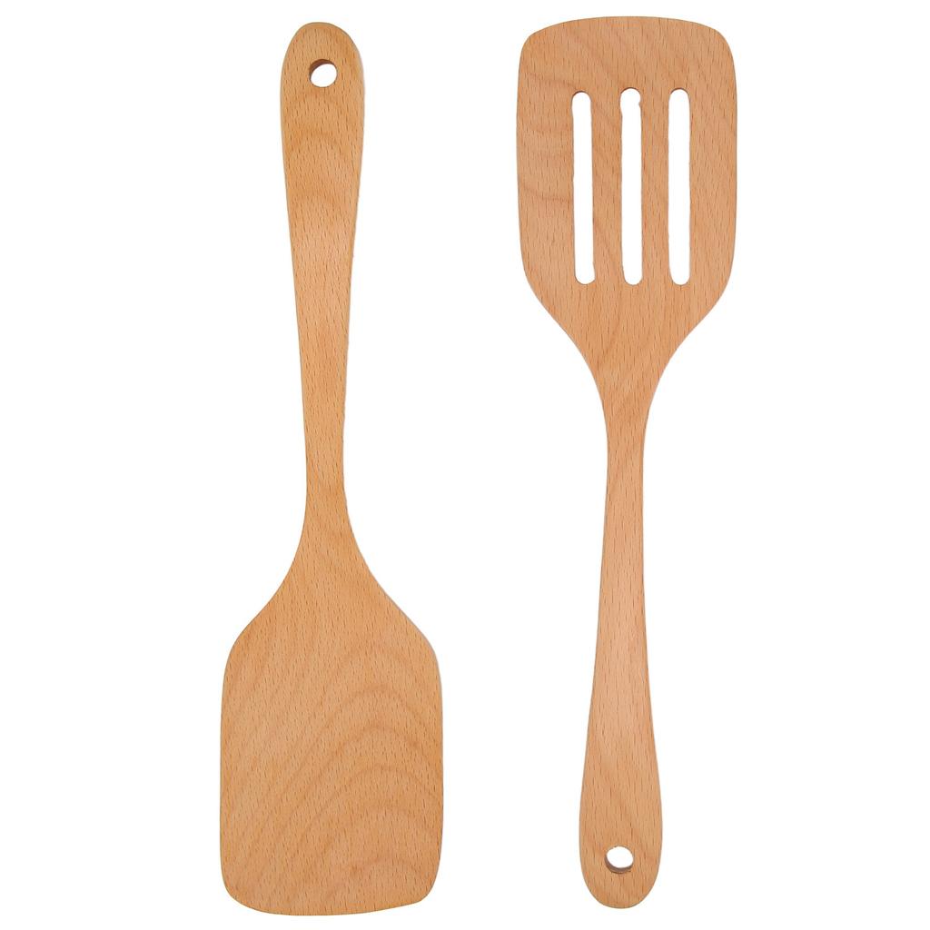 2Pcs Wooden Spatula Heat Resistant Light Weight Kitchen Cooking Utensils Set for Home Kitchen