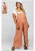 2023 European & American Women's Solid Color Casual Cotton Linen Strappy Jumpsuit