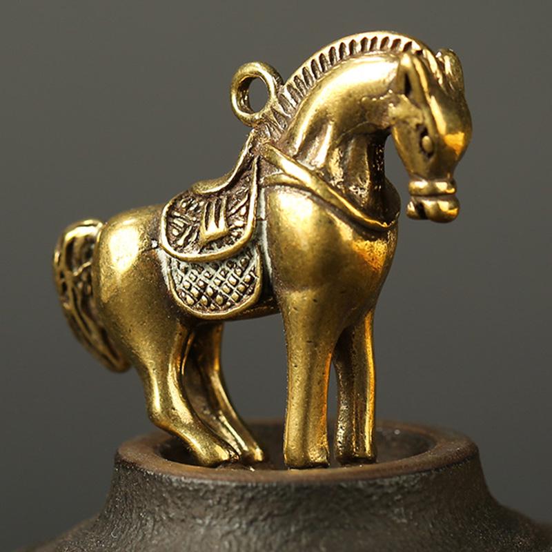 Keychain Pendant Ring Hanging Souvenir Toy Ornament Vintage Brass Horse