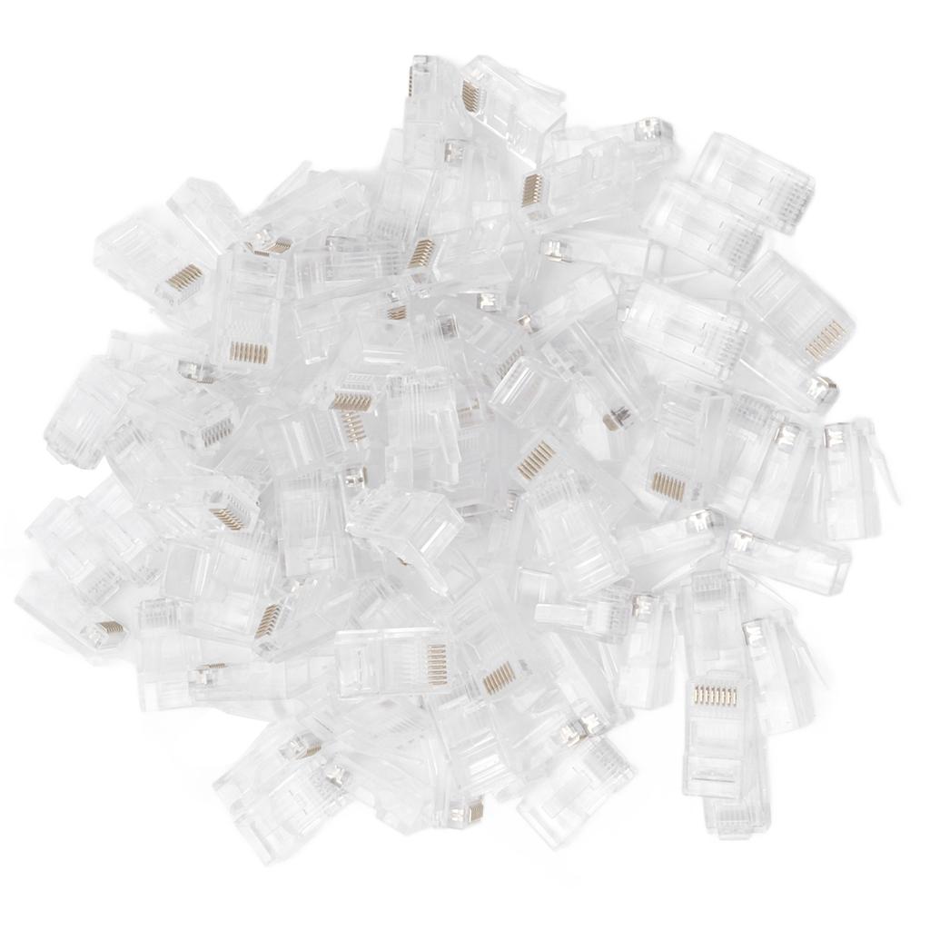 100Pcs Network Crystal Heads Gold Plated Strong Toughness Cable Connectors Plug Terminals