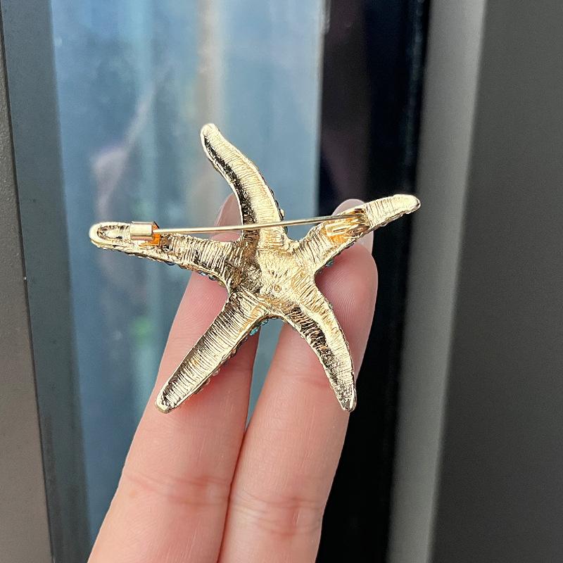 1Pcs  Shiny Inlaid  Cute Multi-Color Starfish Brooches For Women Men Suit Clothes Star Brooch Pins Jewelry Gift