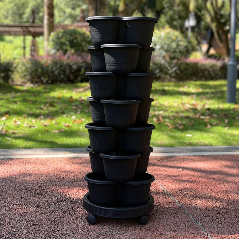 Vegetable Plastic Pot Family Balcony Strawberry Potted Plant Three Dimensional Multi-layer Space Saving Planting Flower Pots