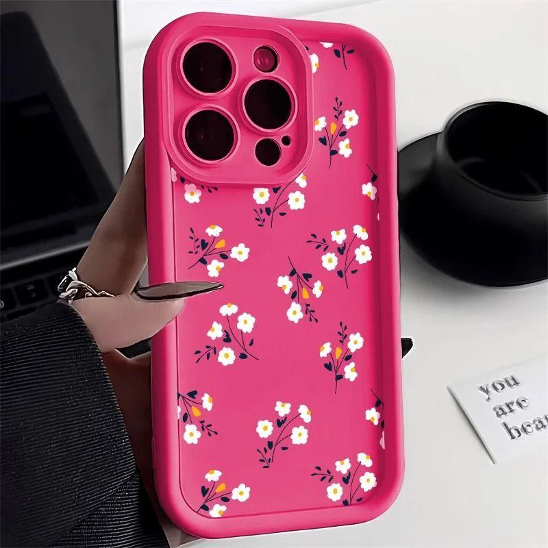 Daisy Flower Silicone Phone Case For iPhone 17 Air 16 e 15 14 13 12 11 Pro Max Plus Mini SE Shockproof Candy Soft Bumper Cover