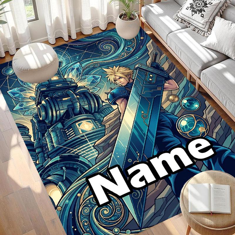 Benutzerdefinierter Name Personalisierter Final Fantasy Druck Teppich, Vielseitiger Heimdekor Teppich, für Spielzimmer, Wohnung, Balkon, Eingangsbereich, Flur Geschenk