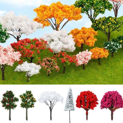 Peisaj Artificial Arbori Clădiri Accesorii Peisaj Arborele cu flori în miniatură Decorarea căii ferate